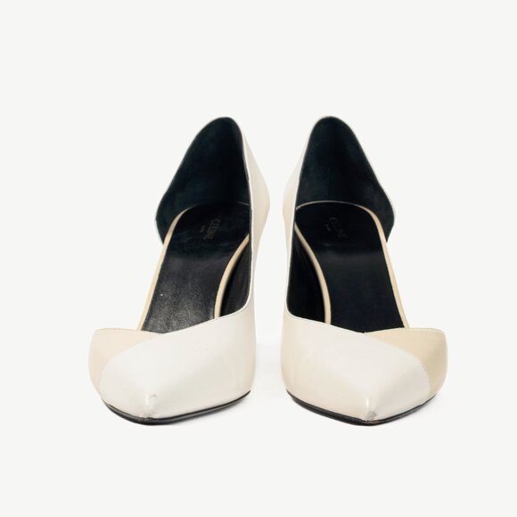 Celine Ivory & Beige Two-Tone Pointed-Toe D'Orsay Pumps - Picture 2 of 9